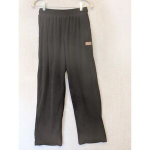 Rock Corduroy Pants Women's Medium Black Wide Leg‎ Elastic Waist Relaxed Ribbed